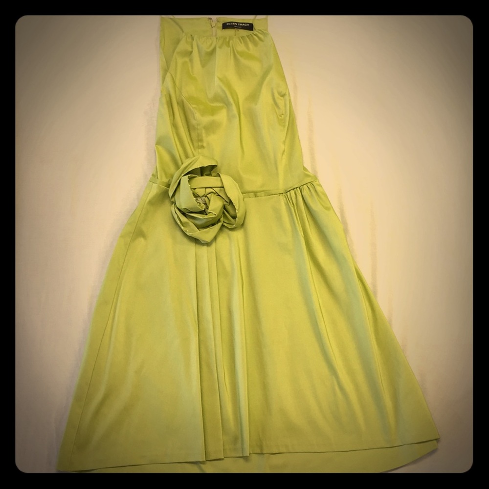 Ellen Tracy Chartreuse cocktail dress